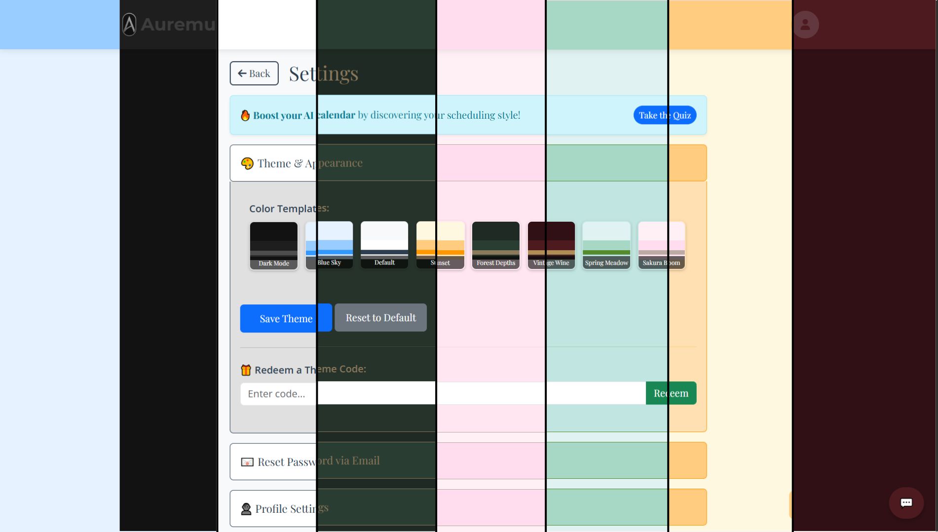 Customizable themes and personalized study environment